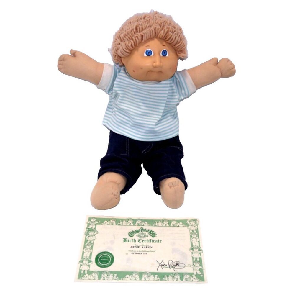 Vintage 18" CABBAGE PATCH doll Arnie Aaron 1982 with birth certificate & clothes